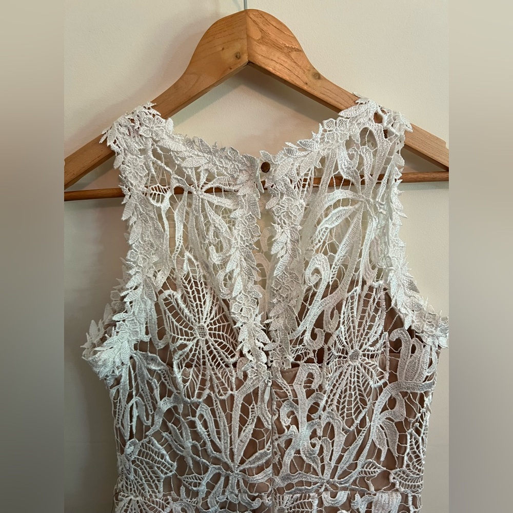 White Crochet Lace Mermaid Maxi Dress Large Boho Wedding Bridal Beach Gown - Picture 15 of 15